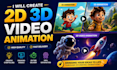 create 2d 3d video animation, ai powered animated videos designed