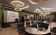 redesign luxury retail store with reception desk counter custom logo wall setup