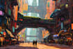 make a cyberpunk city sci fi style for you