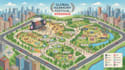 design festival map, event map, isometric map, venue map and vector map