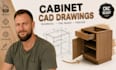 cabinet technical drawing, cnc cabinet drafting, cabinet cad, autocad, dxf