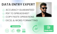 do fastest data entry , copy paste , web research