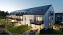 render modern residential complexes, cgi multi family housing,private balconies