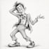 draw black and white  cartoon sketch