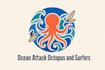 design a quality ocean attack octopus  surfer mascot logo