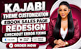 kajabi theme customization, ebook sales page design, redesign, checkout fixing