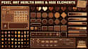 design retro pixel art game UI, hud, health bars, and menu frames