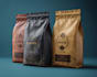 create coffee mockup, packaging, and label sticker design