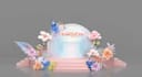 model 3d stage design,event backdrop,photobooth,giant paper flower,3d max render