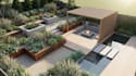 garden modern creative backyard, landscape design, rendering,