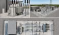 create a 3d electrical substation model and rendering