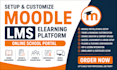 setup moodle website elearning platform lms school portal courses customization