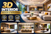 do 3d interior design, floor plan space planning realistic 3d rendering sketchup