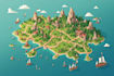 create event, tourist, and fantasy map illustration