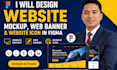 design website mockup, web banner, and website icon in figma