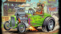 create illustration cartoon car rat fink style