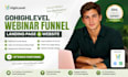 build gohighlevel webinar funnel, landing page and website