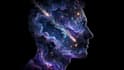 create stunning cosmic surreal double exposure ai art