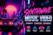 create synthwave ,retro wave,dark wave music video 80s with cyberpunk visuals