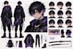 create anime character design, character sheet and expression sheet
