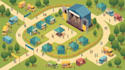draw isometric event map and flat vector map illustration for business or events