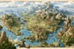 illustrate an original fantasy map with unique locations