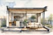 render architecture and interior concept in watercolor
