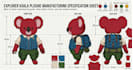 design plush reference sheet tech pack stuffed animal character with ych concept