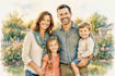 make watercolor family portrait