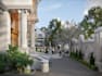 redesign classical european building, lime stone facade visual,archviz rendering