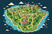 create event, tourist, and fantasy map illustration