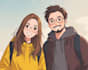 draw unique cartoon couple illustration