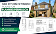 draw side return extension plans for planning permission and council approval
