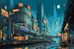 create stunning futuristic sci fi city concept art and environments