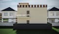 reconstruct 3d mid century villa,concrete facade,home elevation,balcony design