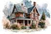 do an watercolor house portrait