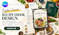 do canva recipe ebook design, cookbook layout and meal plan pdf, kdp publishing