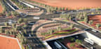 design 3d intersection streetscape, road construction plan, pedestrians street