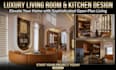 design modern living room and kitchen 3d rendering