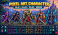 create 16x16 bit 32x23 2d pixel art sprite sheet character icons game assets