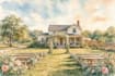 draw house illustration watercolor style