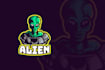 create an eye catching modern alien mascot logo