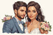 draw couple portrait for wedding illustration