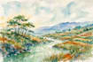 do creative watercolor landscape art