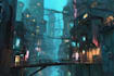 create a cinematic sci fi city concept art with futuristic environments