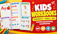 illustrate educational workbooks, kids worksheets, activities, phonics and math