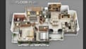 convert 2d floor plan to 3d floor plan with realistic architectural rendering
