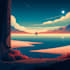 illustrate beautiful flat landscape illustration art