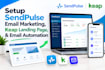 setup sendpulse email marketing, keap landing page automation