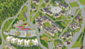 design campus map, university map, school map, wayfinding, 2d 3d layout plans